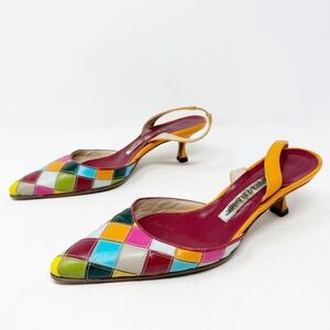 Manolo Blahnik Patchwork Slingback Heels Size 35.5